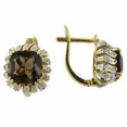 Серьги с бриллиантами и раухтопазом KE05-52555-37S-Y 2009 г инфо 12522u.