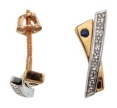 Серьги с бриллиантом и сапфиром ECE0204NBRSA 2009 г инфо 1825w.